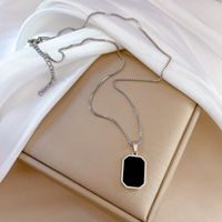 Titan Stahl Einfacher Stil Überzug Quadrat Halskette Mit Anhänger sku image 2