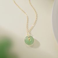 Elegant Round Stainless Steel 18k Gold Plated Jade Wholesale Necklace main image 1