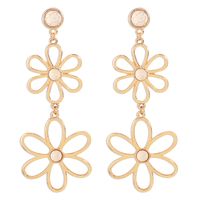 Wholesale Jewelry 1 Pair Simple Style Flower Metal Turquoise Drop Earrings sku image 2