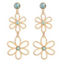 Wholesale Jewelry 1 Pair Simple Style Flower Metal Turquoise Drop Earrings sku image 4