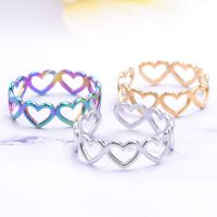 Wholesale 1 Piece Simple Style Heart Shape Titanium Steel Rings main image 4