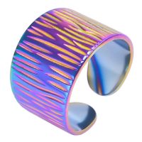 Großhandel Basic Einfarbig Titan Stahl Breit Bandring Offener Ring main image 3
