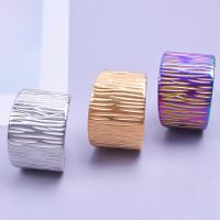 Großhandel Basic Einfarbig Titan Stahl Breit Bandring Offener Ring main image 6
