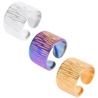 Großhandel Basic Einfarbig Titan Stahl Breit Bandring Offener Ring main image 5