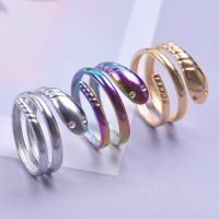 Wholesale 1 Piece Simple Style Snake Titanium Steel Gold Plated Rings main image 5
