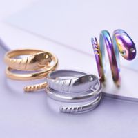 Wholesale 1 Piece Simple Style Snake Titanium Steel Gold Plated Rings main image 3