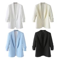Women's Coat Long Sleeve Blazers Pleated Business Solid Color main image 1