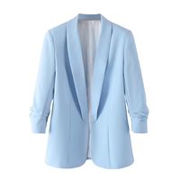 Women's Coat Long Sleeve Blazers Pleated Business Solid Color main image 5