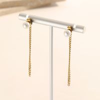 1 Pair Simple Style Chain Plating 304 Stainless Steel 14K Gold Plated Drop Earrings main image 3