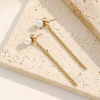 1 Pair Simple Style Chain Plating 304 Stainless Steel 14K Gold Plated Drop Earrings main image 1