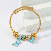 Simple Style Pentagram Ball Butterfly Stainless Steel 18K Gold Plated Resin Bangle In Bulk sku image 1