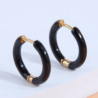 1 Pair Simple Style Triangle Circle Heart Shape Stainless Steel Hoop Earrings sku image 9