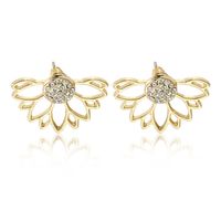 Wholesale Jewelry 1 Pair Simple Style Lotus Alloy Artificial Diamond Gold Plated Silver Plated Ear Studs sku image 1