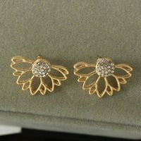 Wholesale Jewelry 1 Pair Simple Style Lotus Alloy Artificial Diamond Gold Plated Silver Plated Ear Studs main image 9