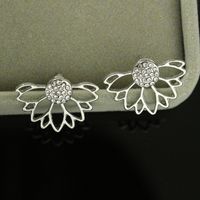 Wholesale Jewelry 1 Pair Simple Style Lotus Alloy Artificial Diamond Gold Plated Silver Plated Ear Studs main image 10