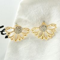 Wholesale Jewelry 1 Pair Simple Style Lotus Alloy Artificial Diamond Gold Plated Silver Plated Ear Studs main image 4