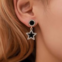 Wholesale Jewelry 1 Pair Simple Style Pentagram Round Square Alloy Artificial Diamond Gold Plated Drop Earrings Ear Studs main image 5