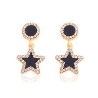 Wholesale Jewelry 1 Pair Simple Style Pentagram Round Square Alloy Artificial Diamond Gold Plated Drop Earrings Ear Studs sku image 1