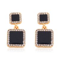 Wholesale Jewelry 1 Pair Simple Style Pentagram Round Square Alloy Artificial Diamond Gold Plated Drop Earrings Ear Studs sku image 2