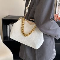 Women's Medium Pu Leather Solid Color Elegant Classic Style Square Buckle Crossbody Bag Evening Bag sku image 5