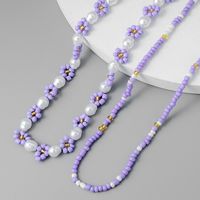 Bohemian Flower Plastic Beaded Pearl Women's Necklace main image 4