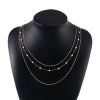 Wholesale Jewelry Simple Style Lines Imitation Pearl Iron Chain Layered Necklaces main image 2