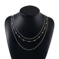 Wholesale Jewelry Simple Style Lines Imitation Pearl Iron Chain Layered Necklaces sku image 1