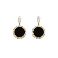Wholesale Jewelry 1 Pair Simple Style Round Square Imitation Diamond Alloy Artificial Diamond Gold Plated Drop Earrings main image 7