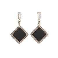 Wholesale Jewelry 1 Pair Simple Style Round Square Imitation Diamond Alloy Artificial Diamond Gold Plated Drop Earrings main image 2