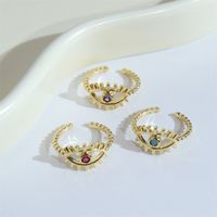 Simple Style Eye Copper Plating Inlay Zircon Gold Plated Open Ring main image 1