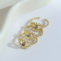 Simple Style Eye Copper Plating Inlay Zircon Gold Plated Open Ring main image 6