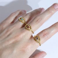 Simple Style Eye Copper Plating Inlay Zircon Gold Plated Open Ring main image 5