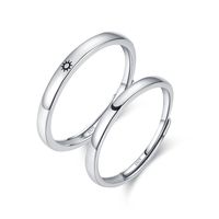 Simple Style Star Moon Sterling Silver Plating Rhodium Plated Open Ring main image 3
