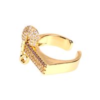 Copper 18K Gold Plated IG Style Basic Simple Style Inlay Geometric Zircon Adjustable Ring main image 7