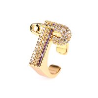 Copper 18K Gold Plated IG Style Basic Simple Style Inlay Geometric Zircon Adjustable Ring main image 5