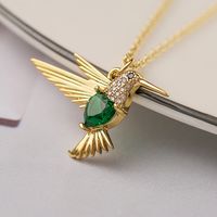 Simple Style Bird Copper Plating Inlay Zircon 18k Gold Plated Pendant Necklace main image 3