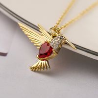Simple Style Bird Copper Plating Inlay Zircon 18k Gold Plated Pendant Necklace sku image 2