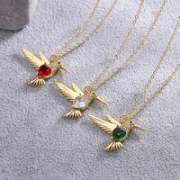 Simple Style Bird Copper Plating Inlay Zircon 18k Gold Plated Pendant Necklace main image 1