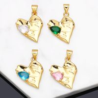 Ins Style Y2k Heart Shape Copper Plating Inlay Zircon 18k Gold Plated Pendants Jewelry Accessories main image 1