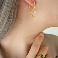 1 Pair Ins Style Snake Titanium Steel Plating 18k Gold Plated Earrings main image 7
