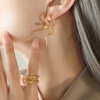 1 Pair Ins Style Snake Titanium Steel Plating 18k Gold Plated Earrings main image 3