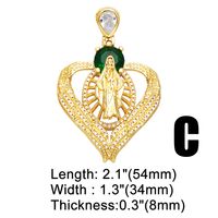 Ins Style Portrait Heart Shape Eye Copper Plating Inlay Zircon 18k Gold Plated Pendants Jewelry Accessories sku image 3