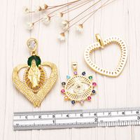 Ins Style Portrait Heart Shape Eye Copper Plating Inlay Zircon 18k Gold Plated Pendants Jewelry Accessories main image 2