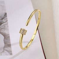 Simple Style Square Copper Plating Inlay Zircon 18k Gold Plated Bangle main image 3
