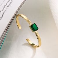 Simple Style Square Copper Plating Inlay Zircon 18k Gold Plated Bangle main image 4