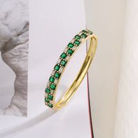 Simple Style Square Copper Plating Inlay Zircon 18k Gold Plated Bangle main image 2