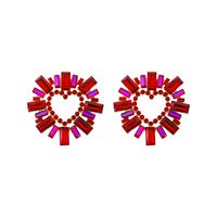 Wholesale Jewelry 1 Pair Glam Heart Shape Alloy Artificial Gemstones Ear Studs sku image 3