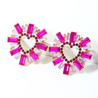 Wholesale Jewelry 1 Pair Glam Heart Shape Alloy Artificial Gemstones Ear Studs main image 3