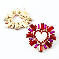 Wholesale Jewelry 1 Pair Glam Heart Shape Alloy Artificial Gemstones Ear Studs main image 7