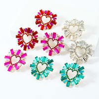 Wholesale Jewelry 1 Pair Glam Heart Shape Alloy Artificial Gemstones Ear Studs main image 1